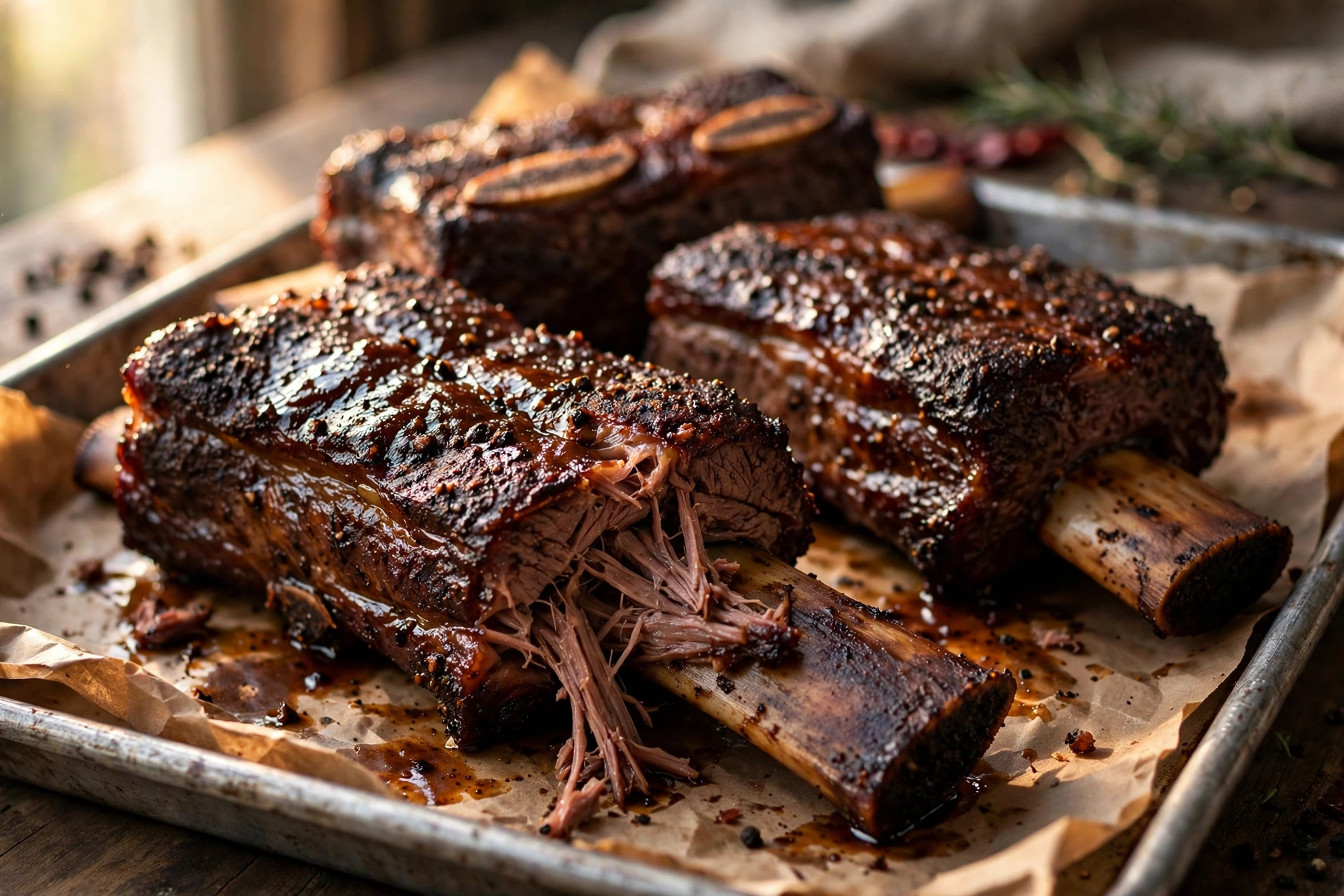 Smoked kosher BBQ beef short ribs with caramelized bark — Satmar Meats Brooklyn
