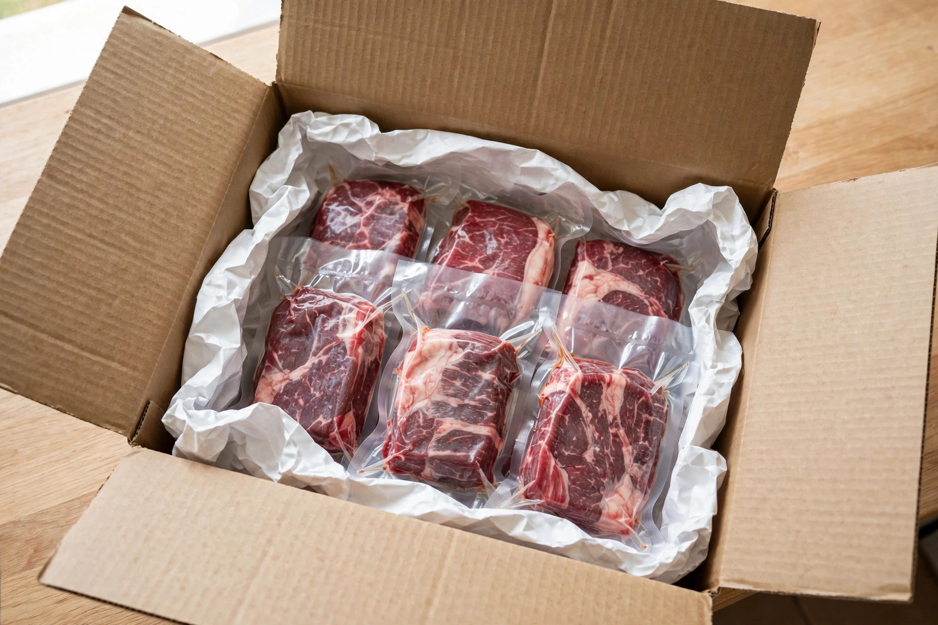 Kosher meat delivery box with vacuum-packed fresh beef — Satmar Meats Brooklyn delivery